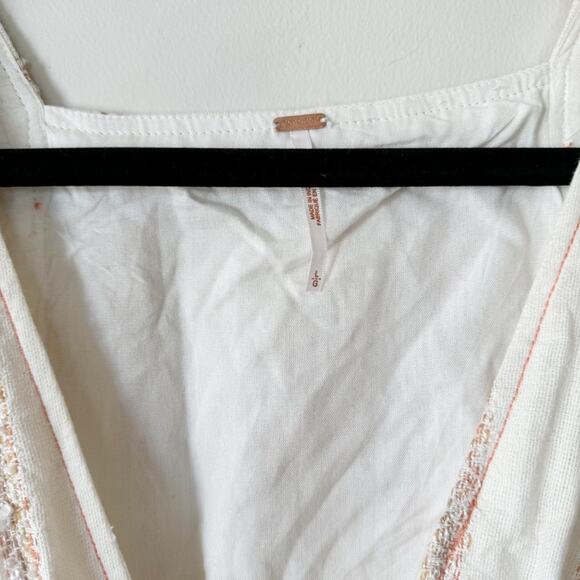 Free People Cactus Flowers Cream Striped Flowy Mini Dress L - Picture 11 of 12